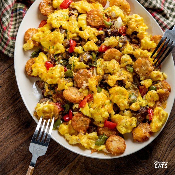 Air Fryer Breakfast Loaded Tater Tots (Totchos)