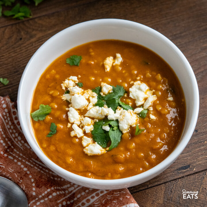 Roasted Vegetable Soup with Israeli Couscous and Feta