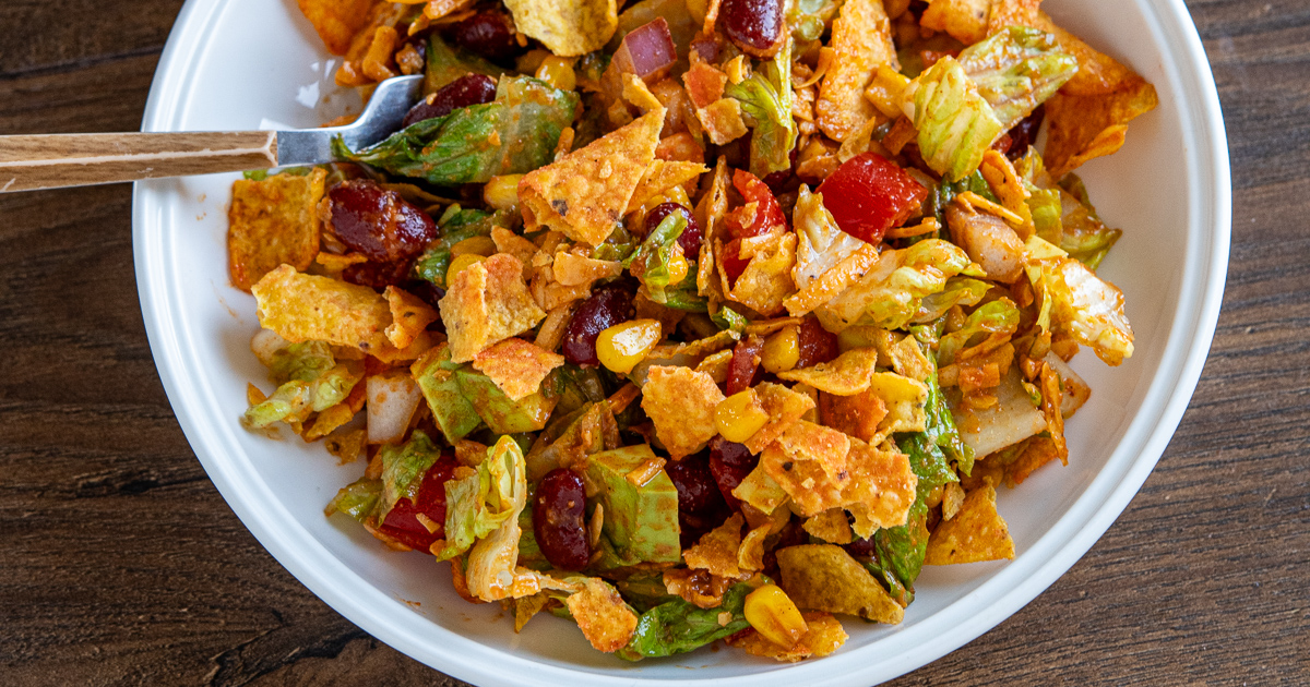 dorito taco salad with catalina dressing yr22 Ice Blue Lace Appliquéd Taco meat Color:Dark Indigo Wash