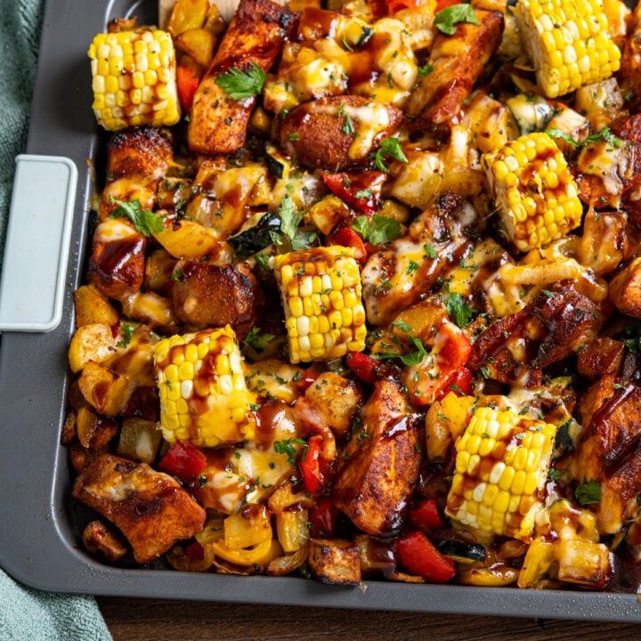 Easy Sheet Pan BBQ Boneless Pork Chops and Veggies