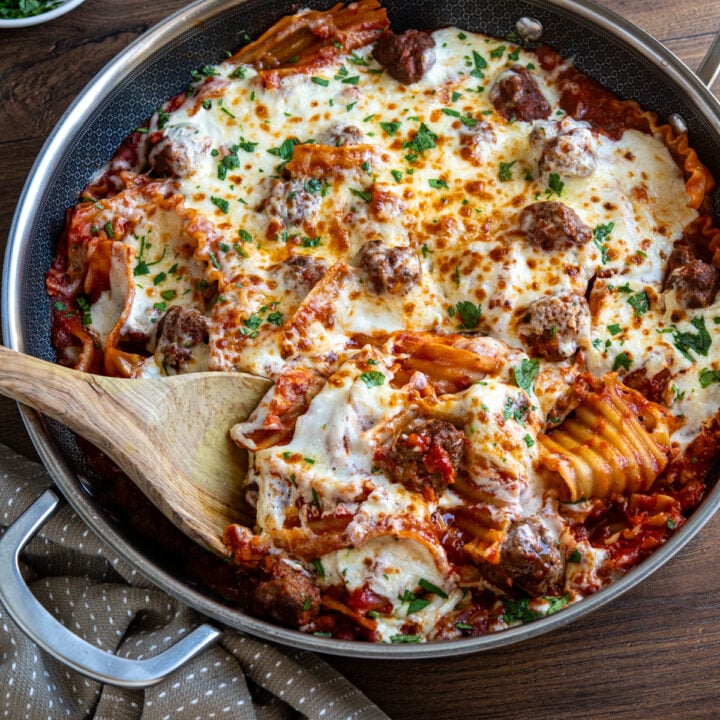 One Pan Lasagna Meatball Skillet