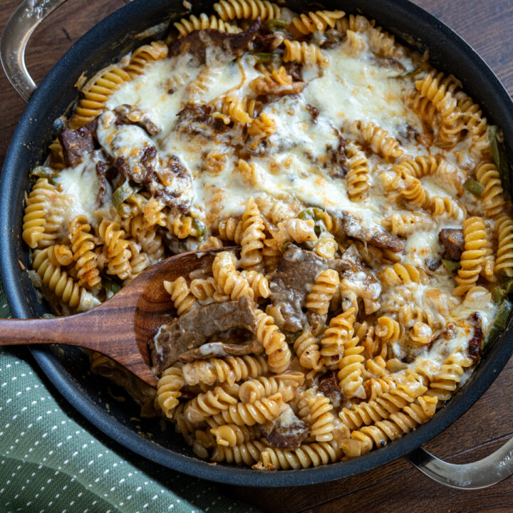 One Pot Philly Cheesesteak Pasta