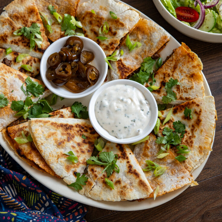 Cheesy BBQ Beef Jalapeno Quesadillas