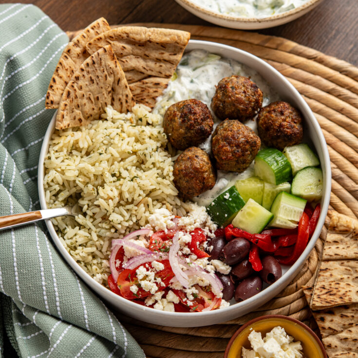 Greek Turkey Meatball Bowls