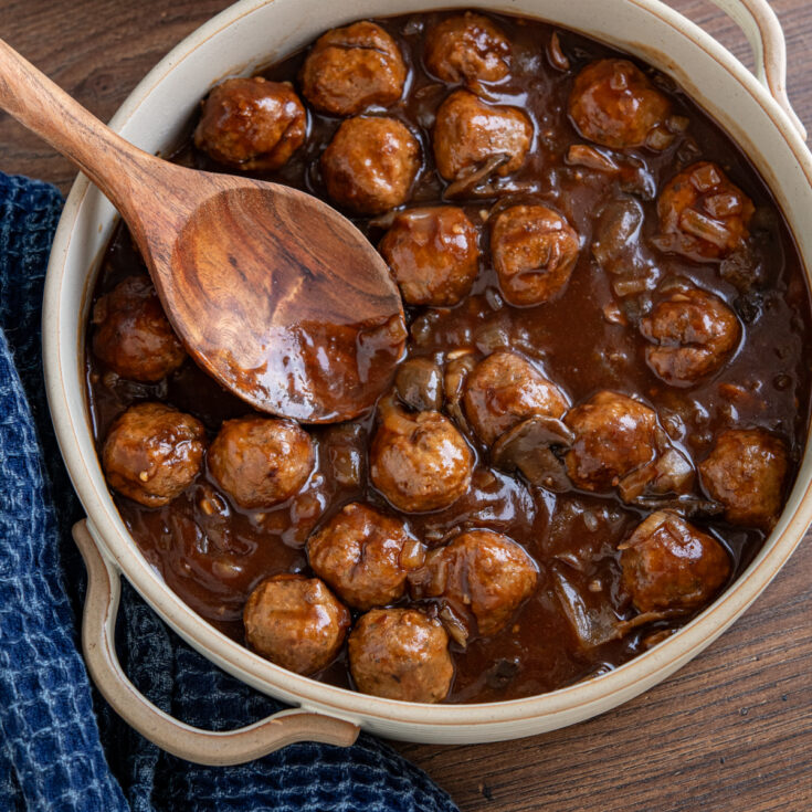 Slow Cooker Salisbury Meatballs