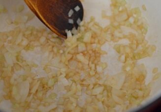 sauteed onion and garlic in a pan